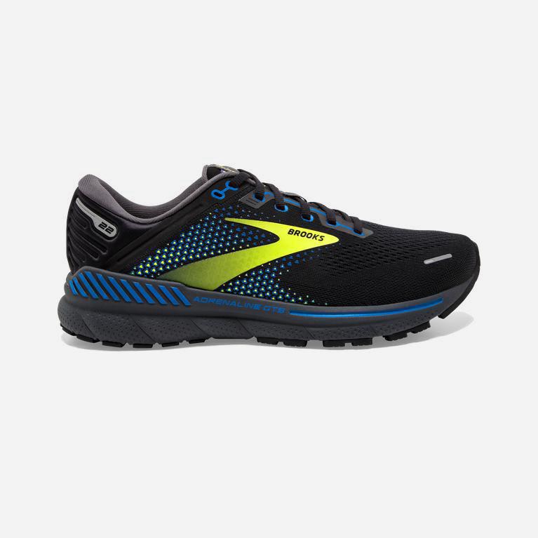 Tenis Brooks Adrenaline Gts 22 Supportive - Zapatillas Para Correr En Asfalto Hombre - Negras / Azul